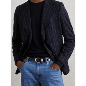 REISS Jonny Leather Western Belt